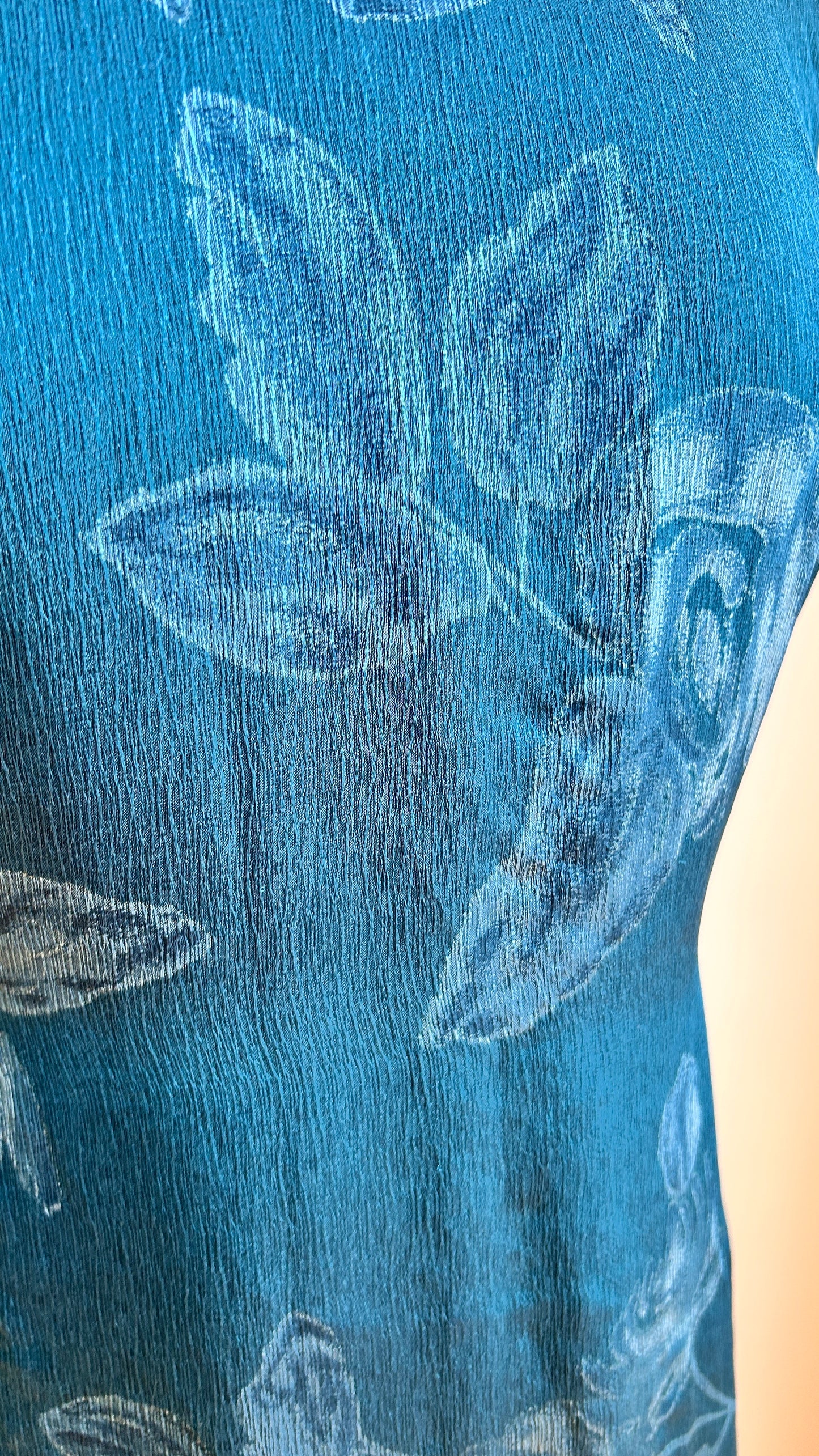 1990s dark teal floral maxi dress, sz. small