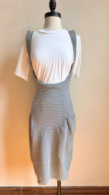 1980s tee + striped suspenders skirt set, sz. small