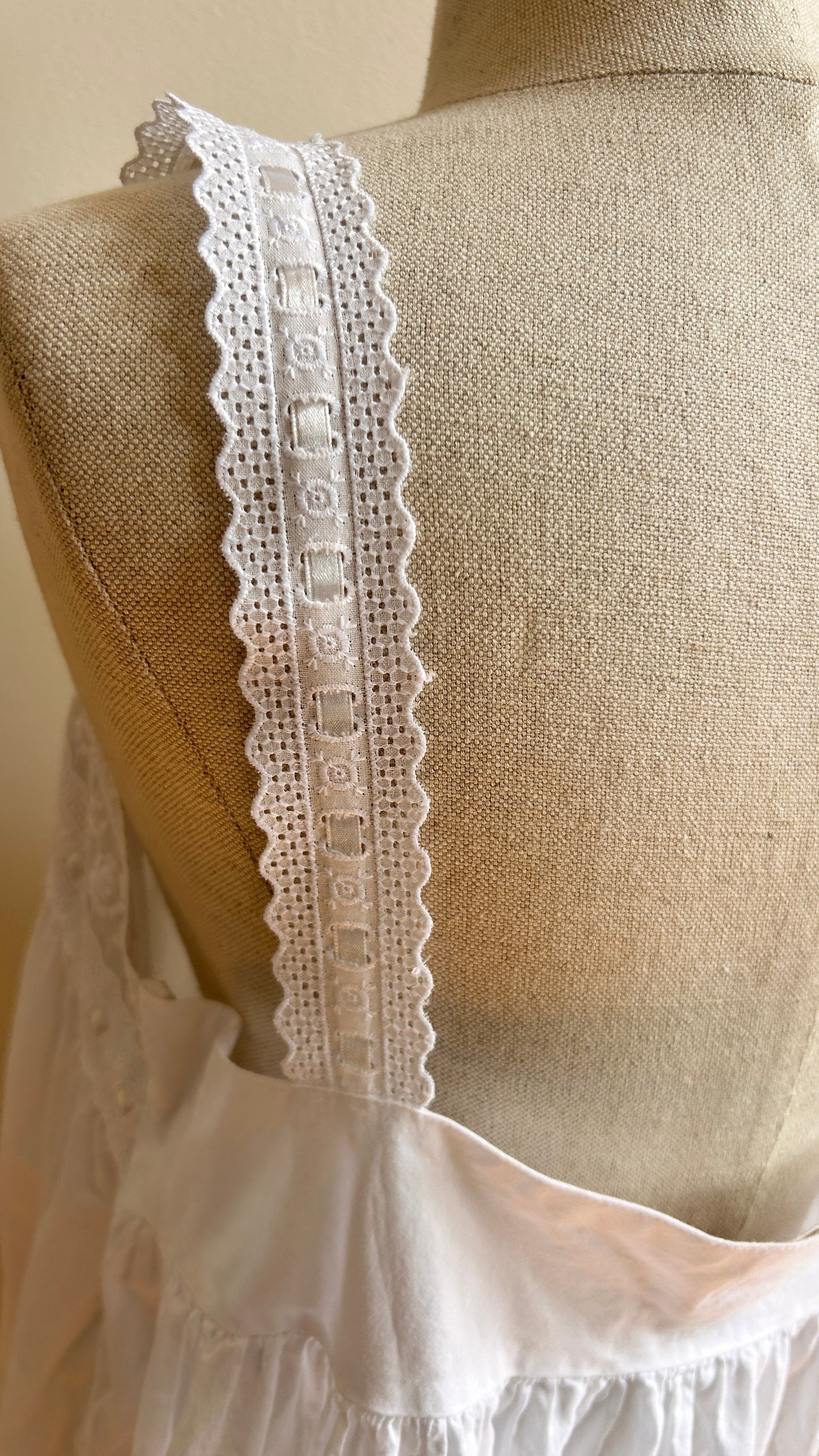 1990s white embroidered slip dress, sz. large