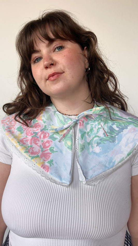 reworked pastel floral detachable collar