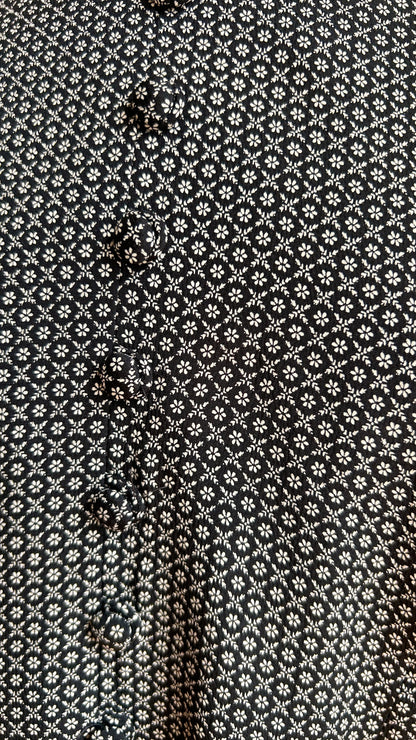 1990s layered black + white patterned maxi dress, sz. small