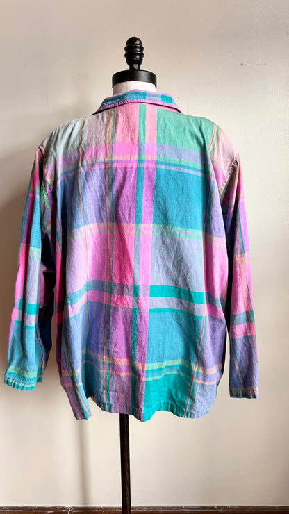 1990s multicolor plaid lightweight blazer, sz. 1X