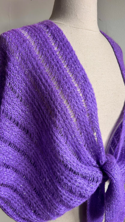 1990s purple knit shawl, open size