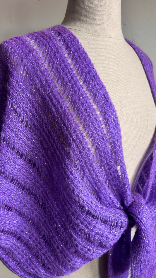 1990s purple knit shawl, open size