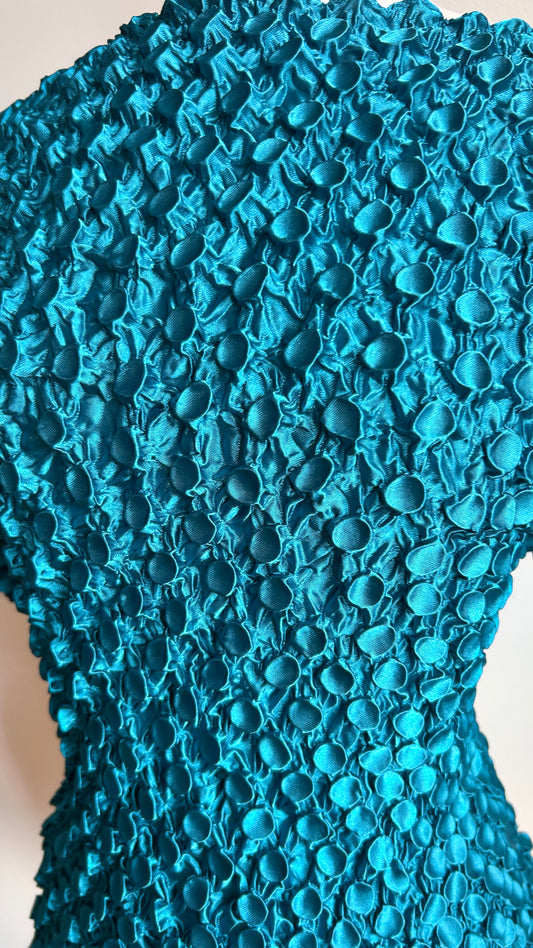 1990s teal popcorn top, sz. medium/large