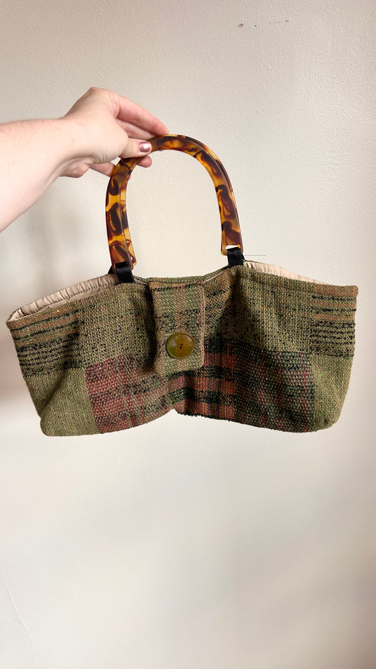 1990s green plaid handbag