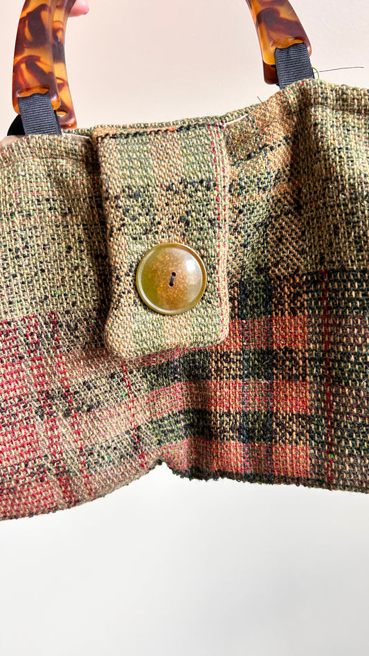 1990s green plaid handbag