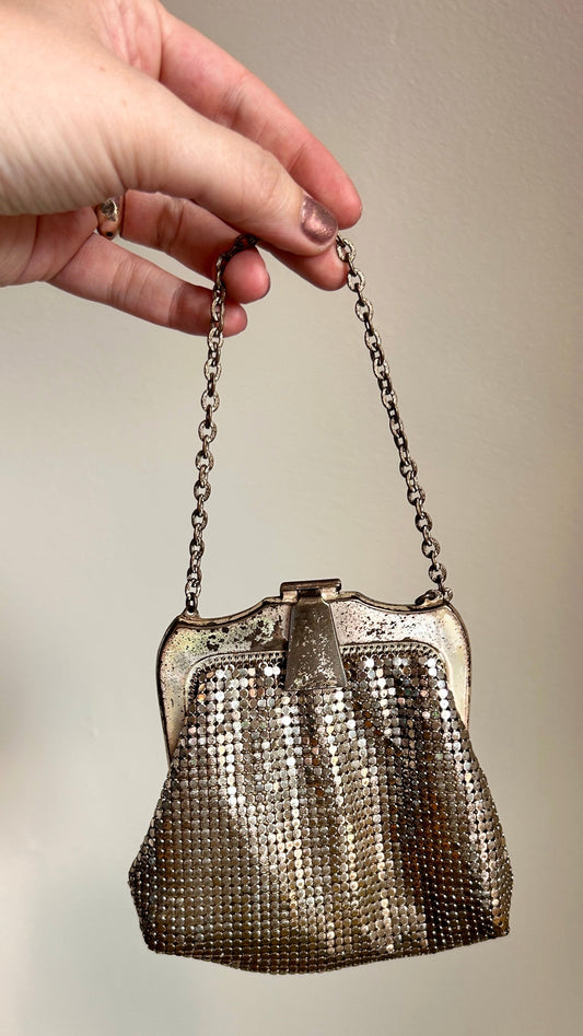 1940s silver mesh mini bag