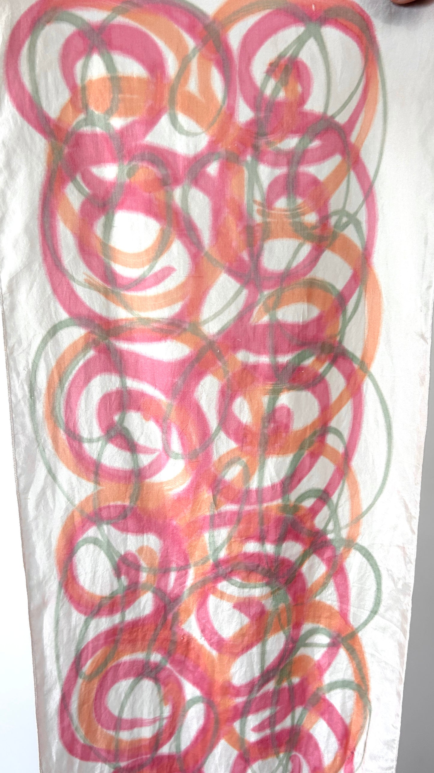 vintage airbrush squiggle rectangle scarf