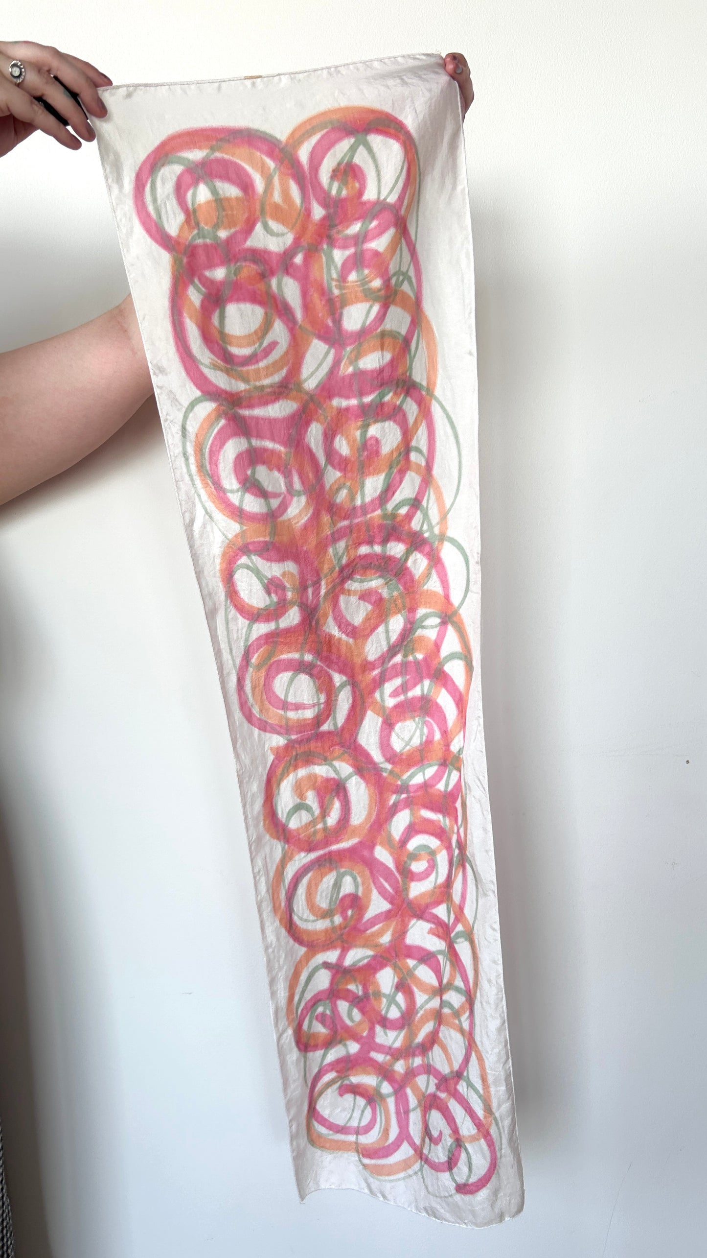 vintage airbrush squiggle rectangle scarf