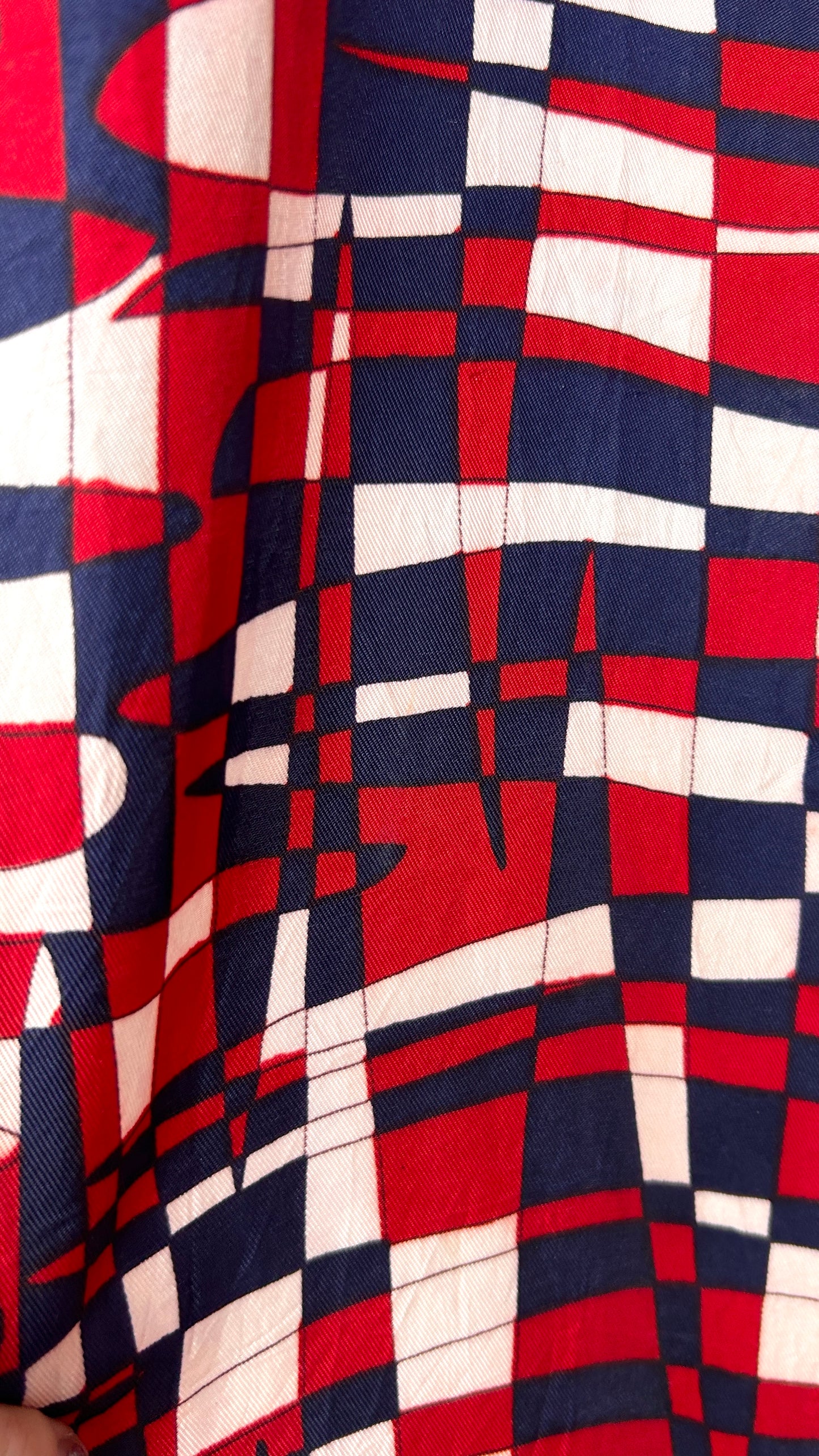 vintage navy + red geometric pattern rectangle scarf