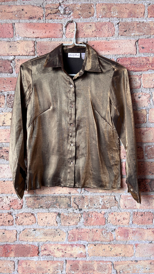 1990s metallic bronze shirt, sz. small