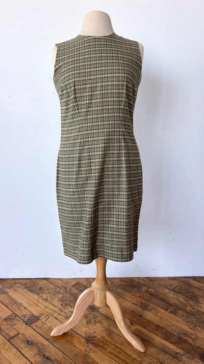 1990s sage green plaid mini dress, sz. small