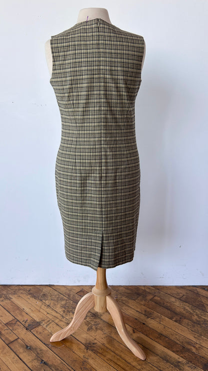 1990s sage green plaid mini dress, sz. small