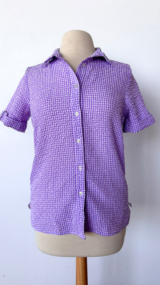 1990s purple gingham top, sz. medium