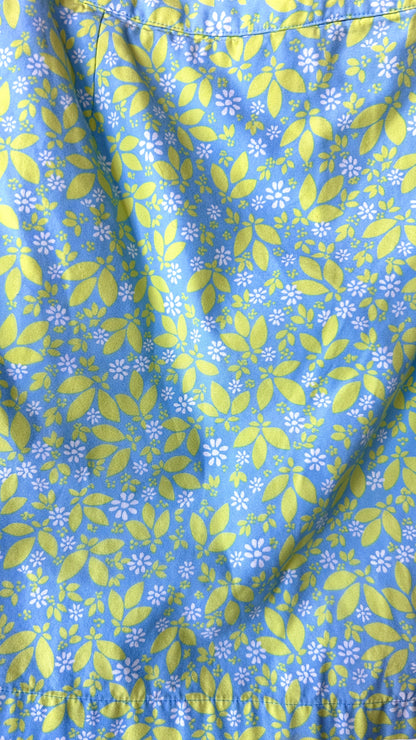 2000s blue + green leaf pattern skort, sz. medium