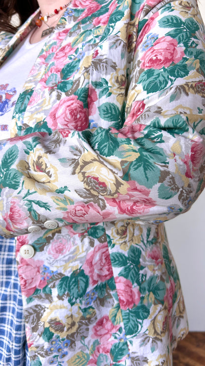 1980s pastel floral blazer, sz. large