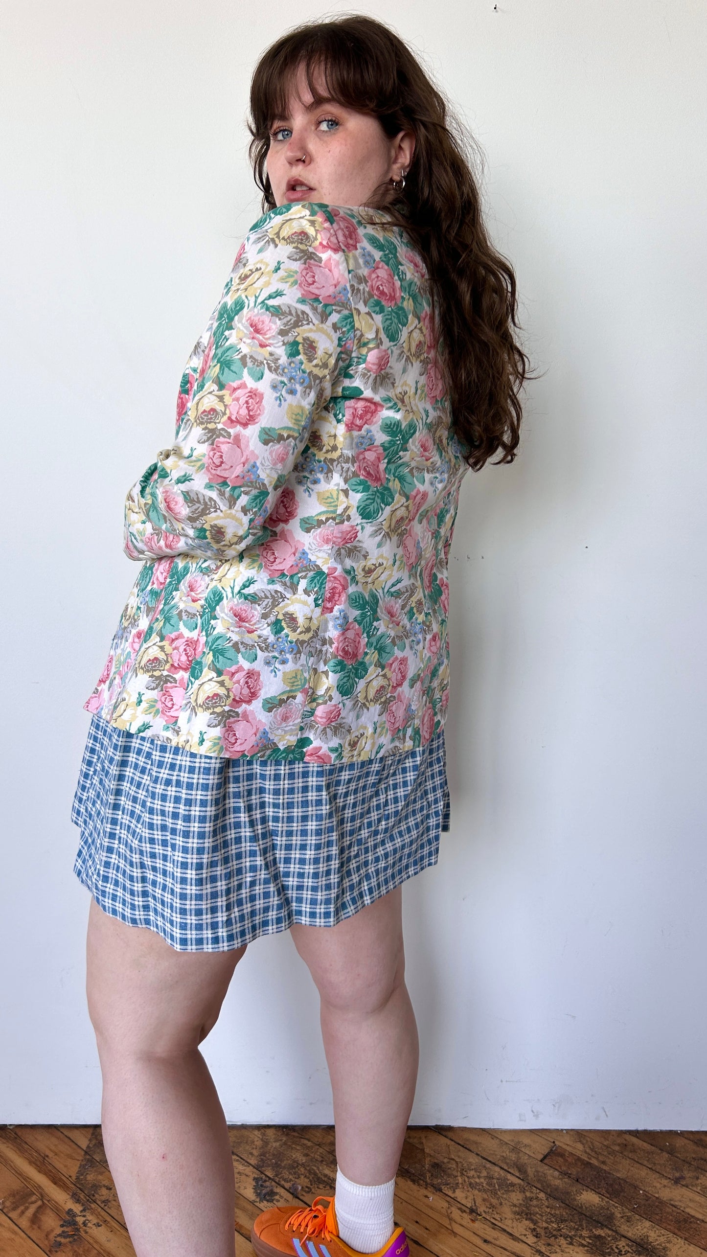 1980s pastel floral blazer, sz. large