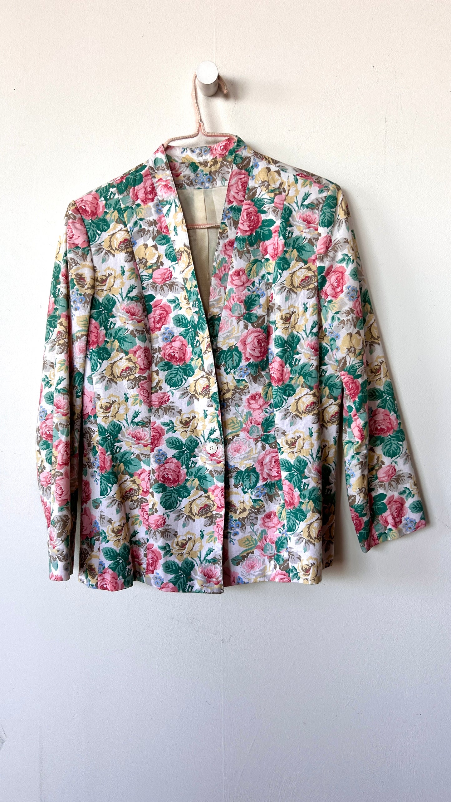 1980s pastel floral blazer, sz. large