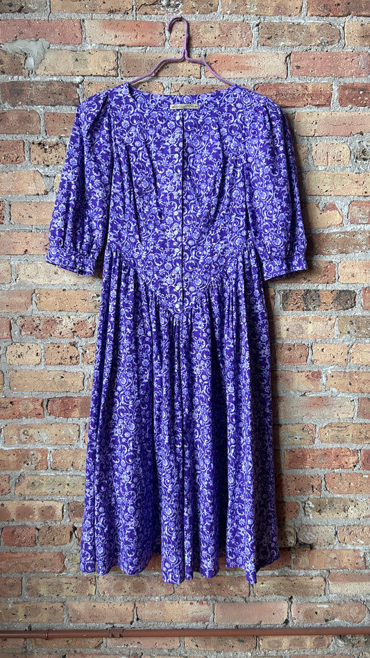 2000s purple floral maxi dress, sz. medium