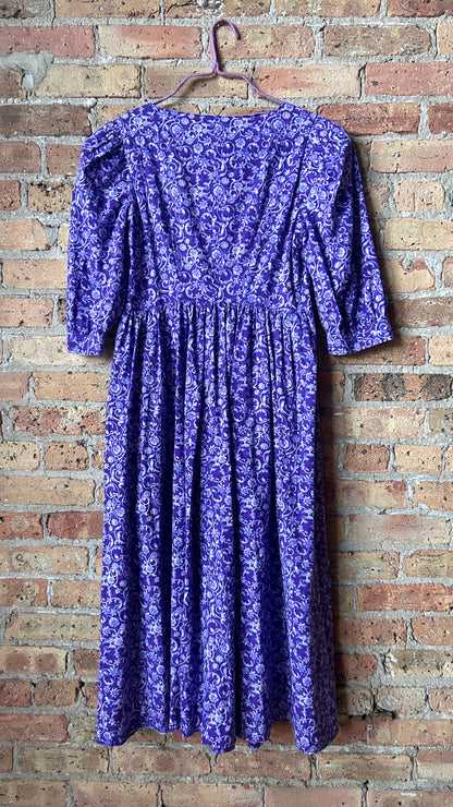 2000s purple floral maxi dress, sz. medium