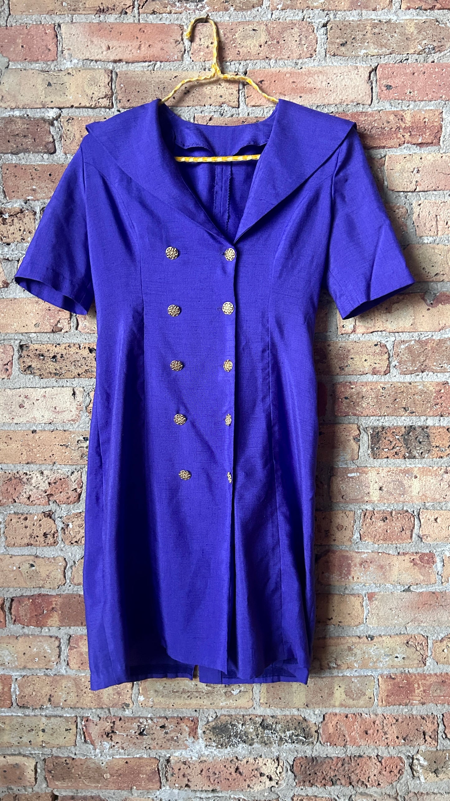 1980s purple double-breasted mini dress, sz. small