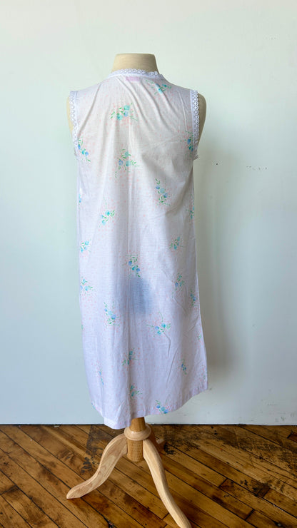 1980s white floral nightgown, sz. medium