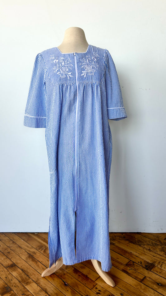 1990s blue striped nightgown, sz. medium