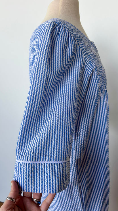 1990s blue striped nightgown, sz. medium