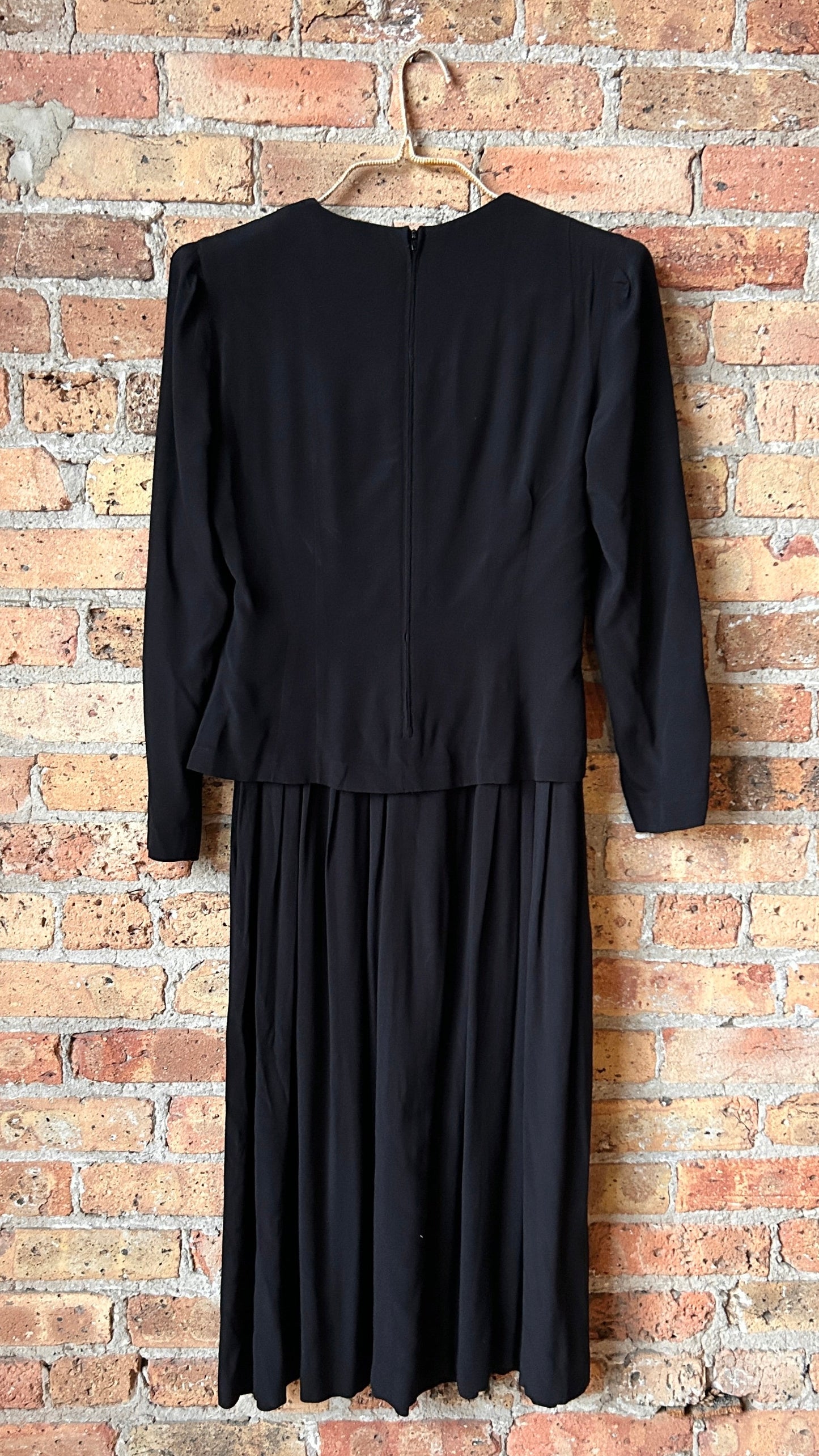 1990s black jacket maxi dress, sz. small/medium