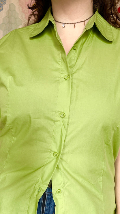 1990s lime green short-sleeved top, sz. 1X