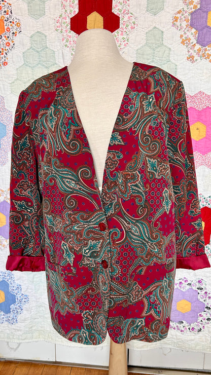 1990s red paisley blazer, sz. 2X