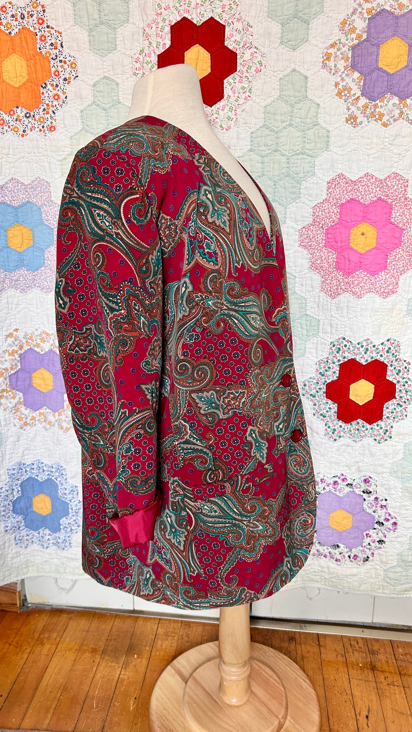 1990s red paisley blazer, sz. 2X