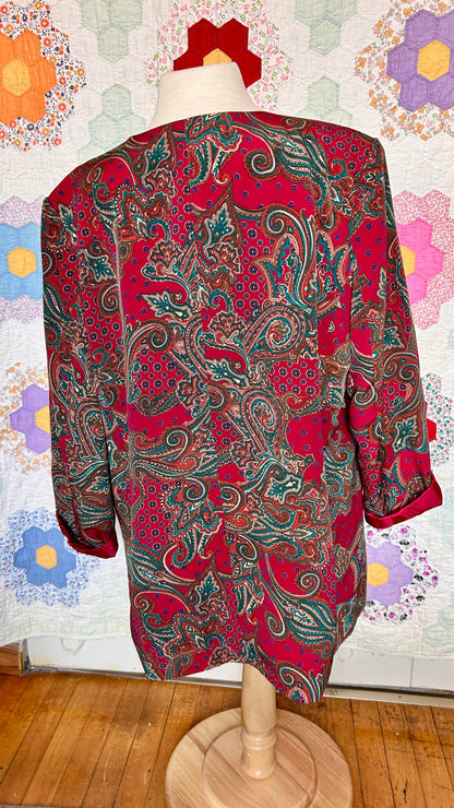 1990s red paisley blazer, sz. 2X