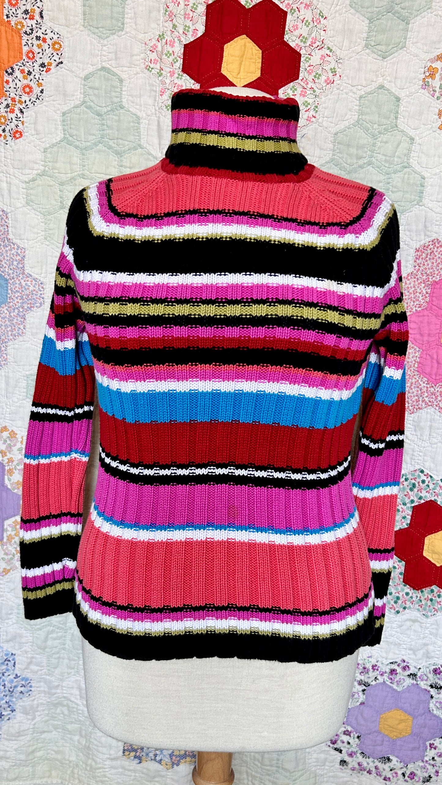 1990s multicolor stripe turtleneck sweater, sz. medium/large
