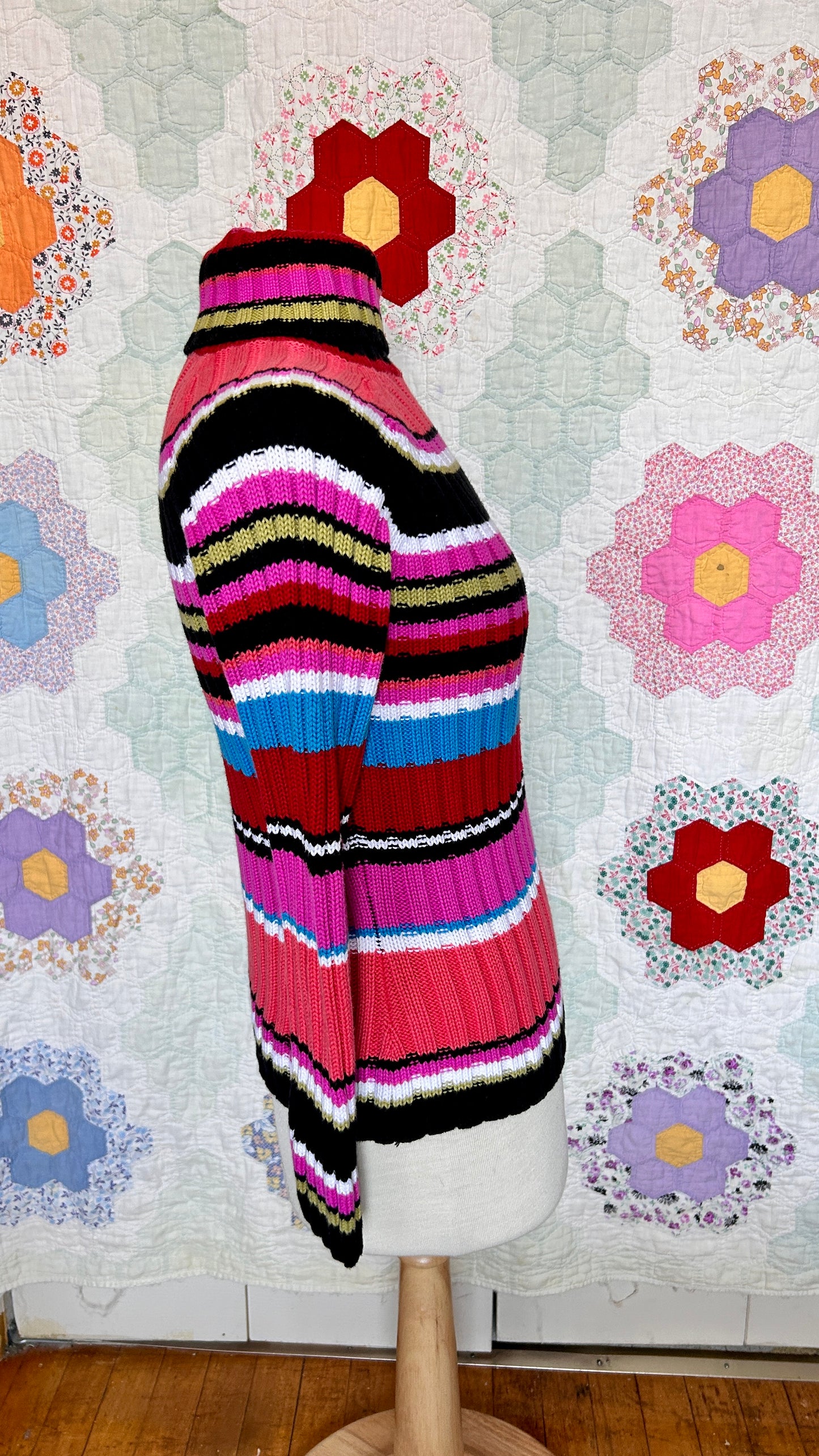 1990s multicolor stripe turtleneck sweater, sz. medium/large