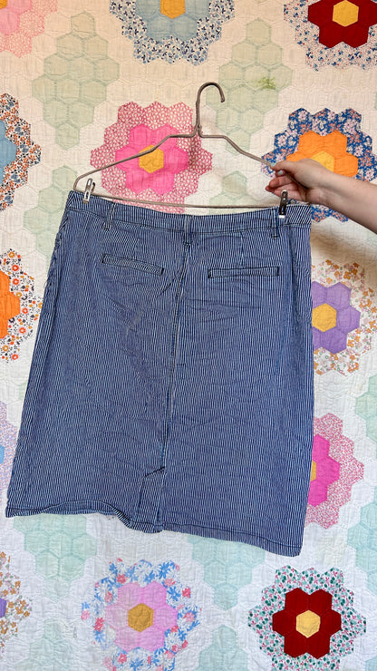 2000s striped denim mini skirt, sz. large