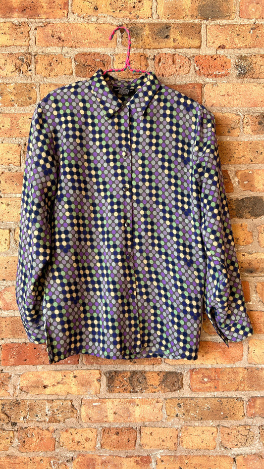 1990s polka dot button-down top, sz. medium/large